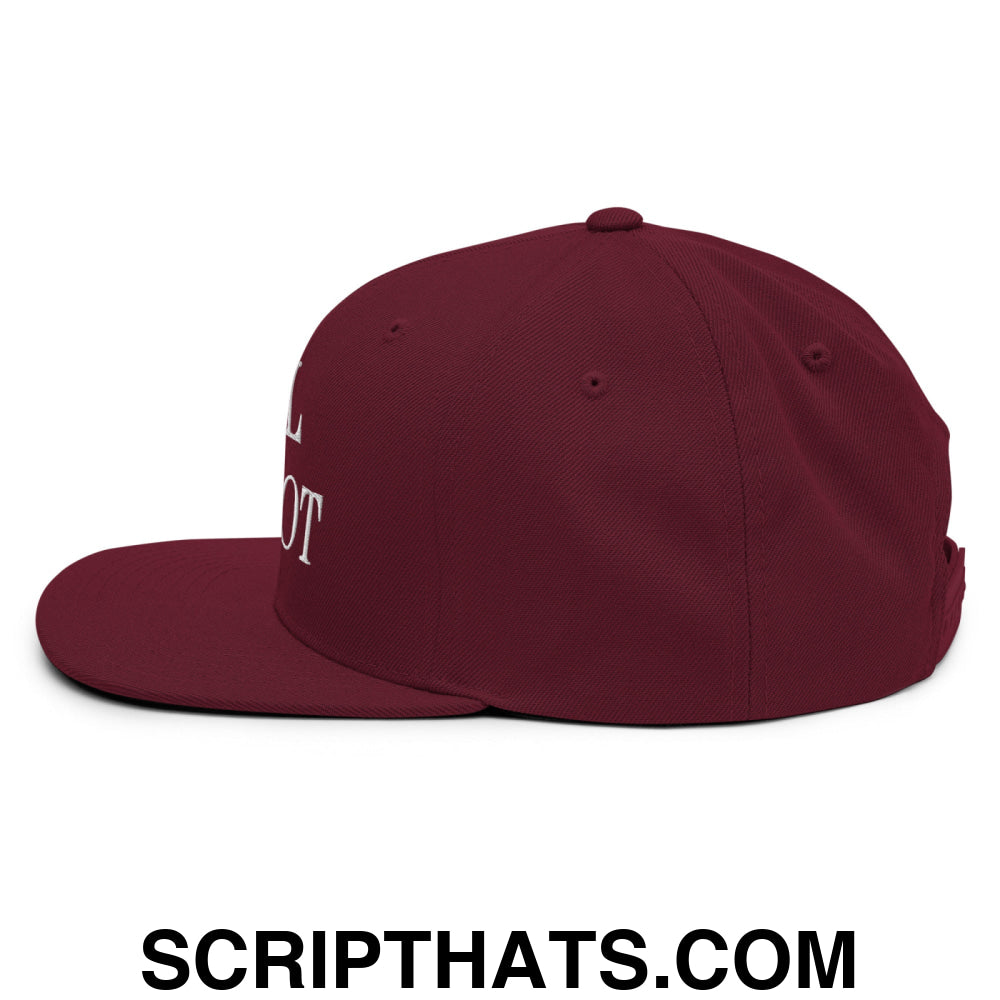 Real Patriot Embroidered Flat Bill Brim Snapback Hat Maroon