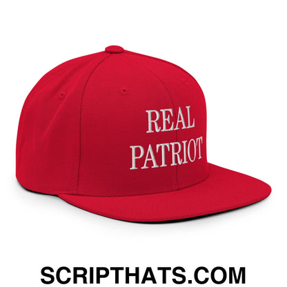 Real Patriot Embroidered Flat Bill Brim Snapback Hat Red