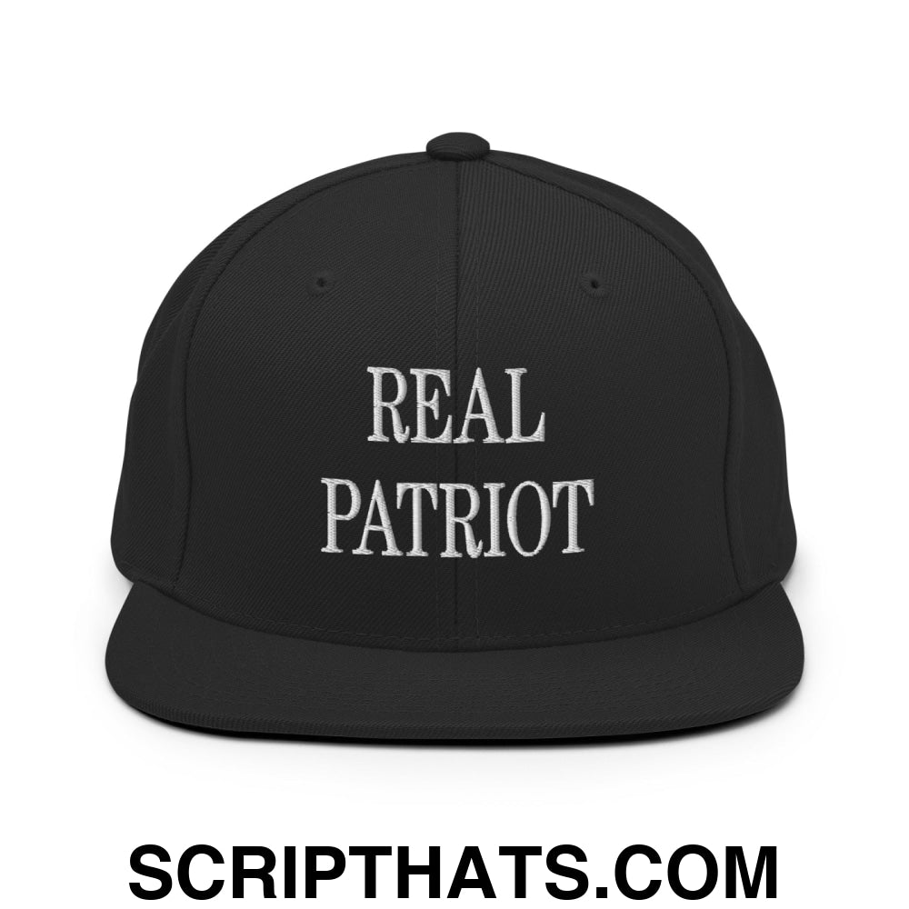 Real Patriot Embroidered Flat Bill Brim Snapback Hat Black