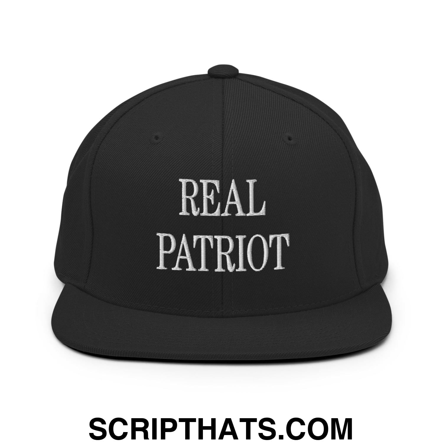 Real Patriot Embroidered Flat Bill Brim Snapback Hat Black