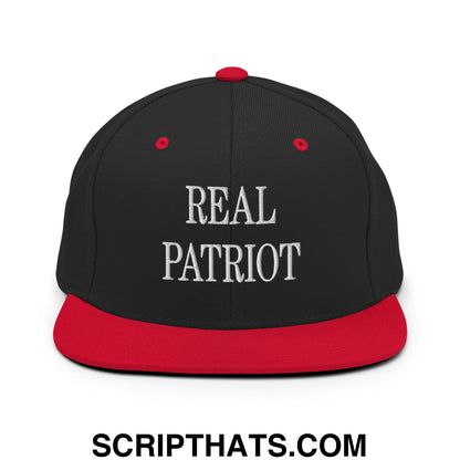 Real Patriot Embroidered Flat Bill Brim Snapback Hat Black Red