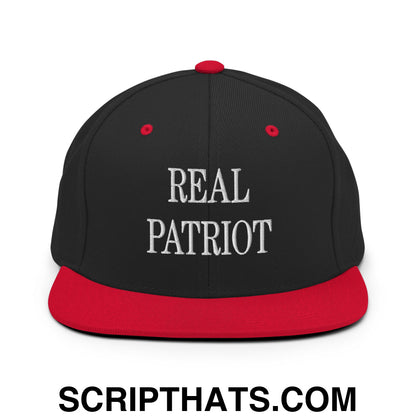 Real Patriot Embroidered Flat Bill Brim Snapback Hat Black Red