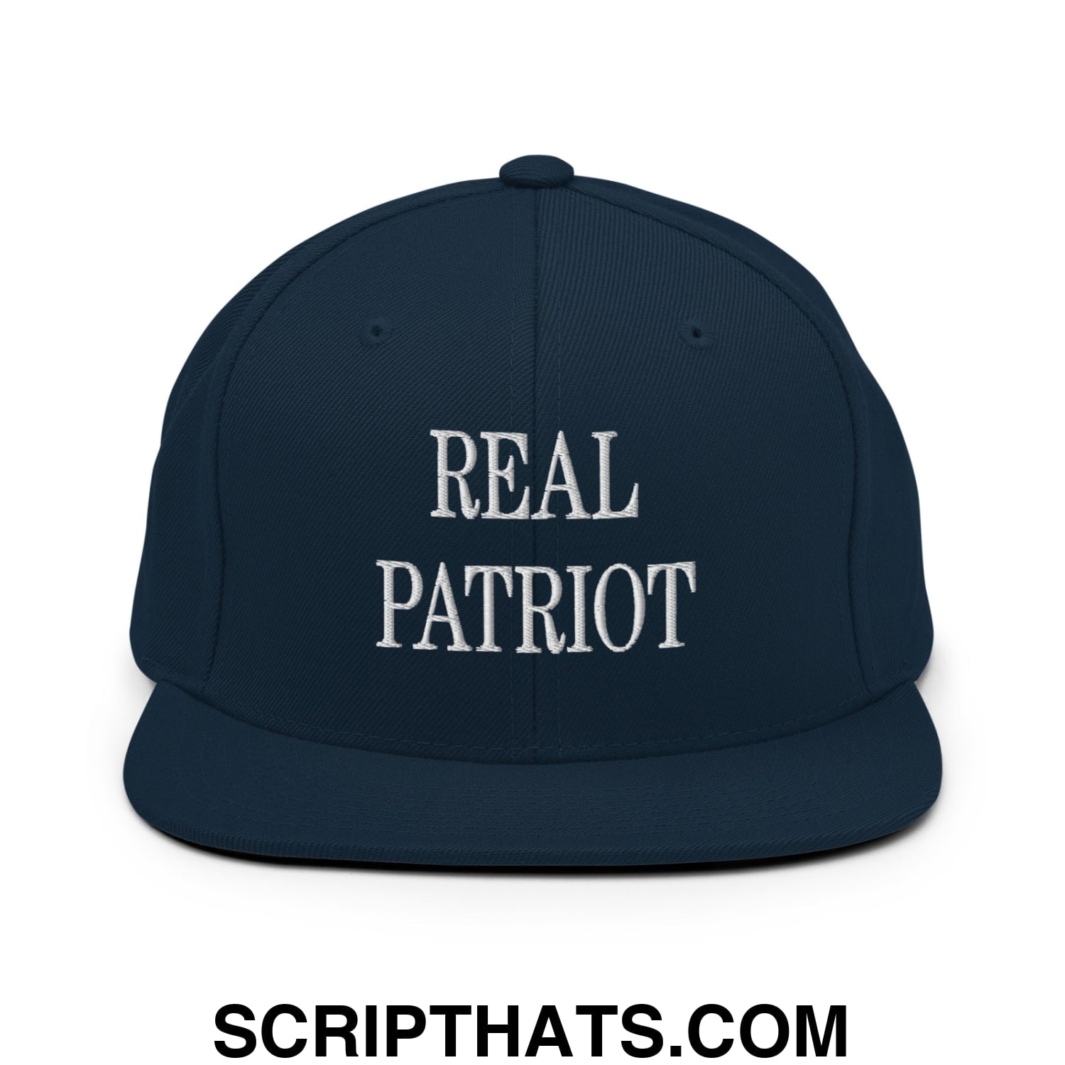 Real Patriot Embroidered Flat Bill Brim Snapback Hat Dark Navy