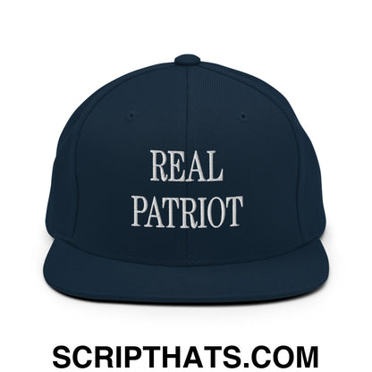 Real Patriot Embroidered Flat Bill Brim Snapback Hat Dark Navy