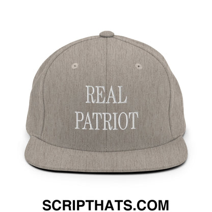 Real Patriot Embroidered Flat Bill Brim Snapback Hat Heather Grey