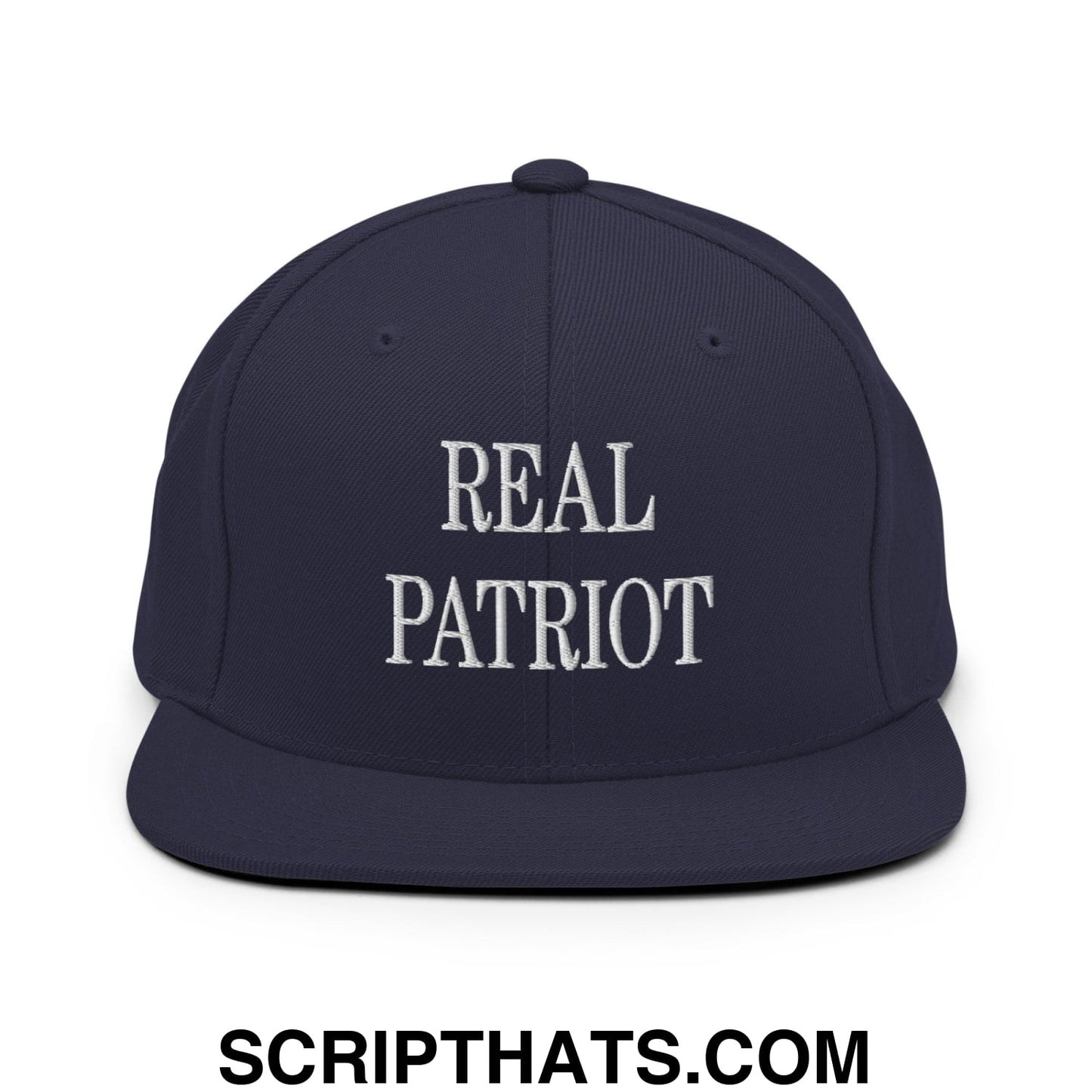 Real Patriot Embroidered Flat Bill Brim Snapback Hat Navy
