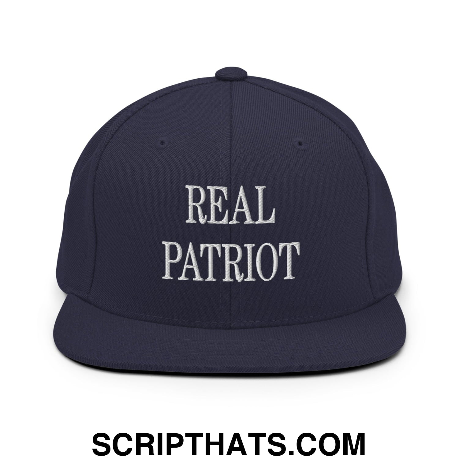 Real Patriot Embroidered Flat Bill Brim Snapback Hat Navy