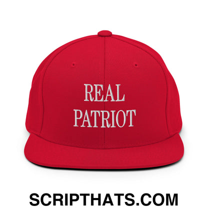 Real Patriot Embroidered Flat Bill Brim Snapback Hat Red