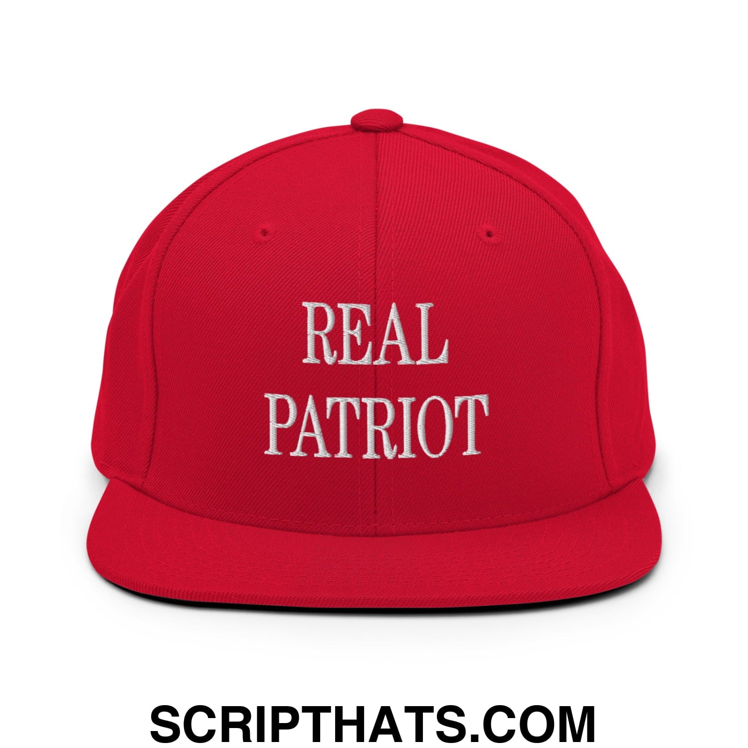 Real Patriot Embroidered Flat Bill Brim Snapback Hat Red