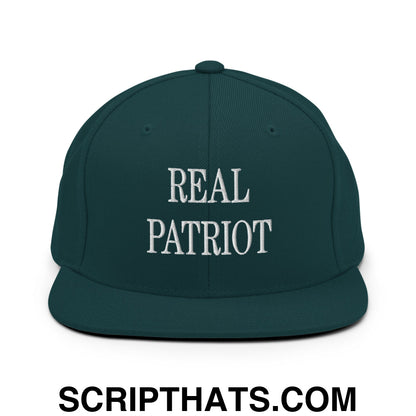 Real Patriot Embroidered Flat Bill Brim Snapback Hat Spruce