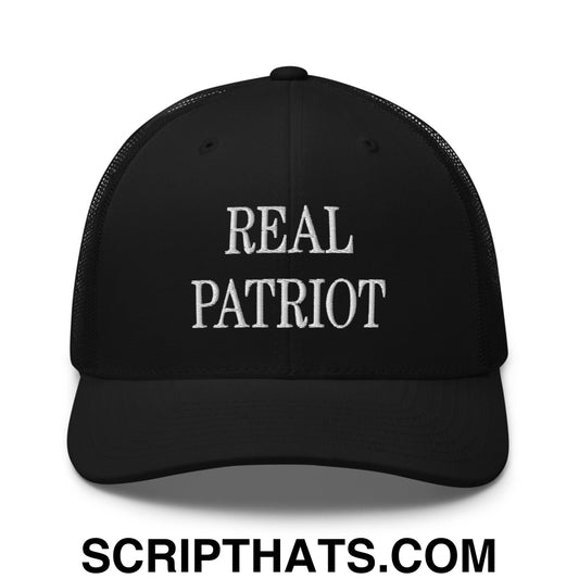 Real Patriot Embroidered Mesh Trucker Hat Black