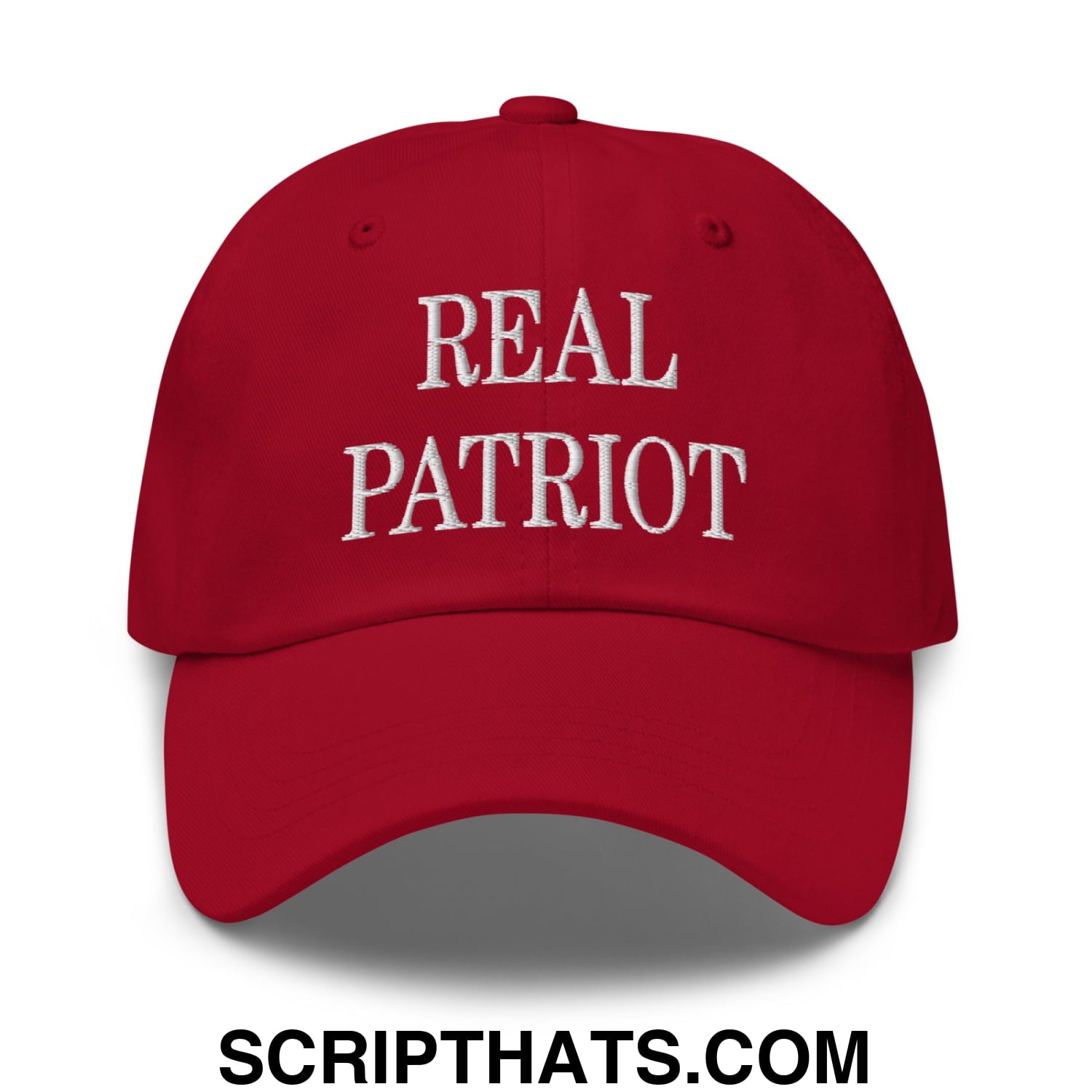 Real Patriot Embroidered Unstructured Dad Hat Cranberry