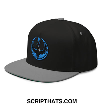 Rebel Loon Minnesota Bird of Resistance Embroidered Flat Bill Brim 5 Panel Snapback Hat Black Grey