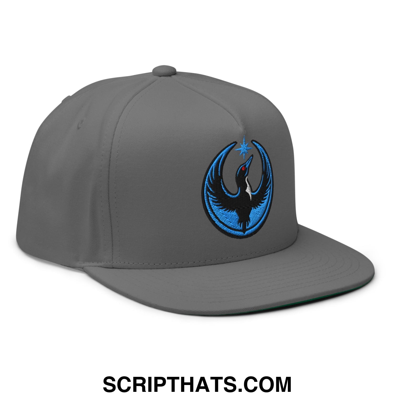 Rebel Loon Minnesota Bird of Resistance Embroidered Flat Bill Brim 5 Panel Snapback Hat Grey