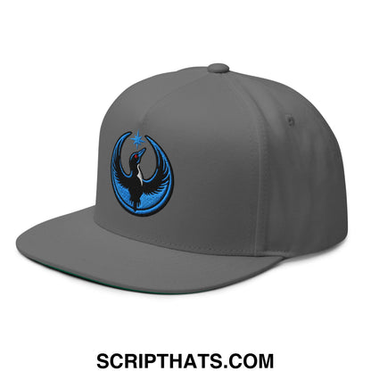 Rebel Loon Minnesota Bird of Resistance Embroidered Flat Bill Brim 5 Panel Snapback Hat Grey