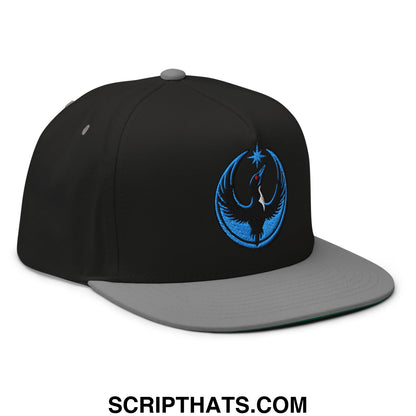 Rebel Loon Minnesota Bird of Resistance Embroidered Flat Bill Brim 5 Panel Snapback Hat Black Grey