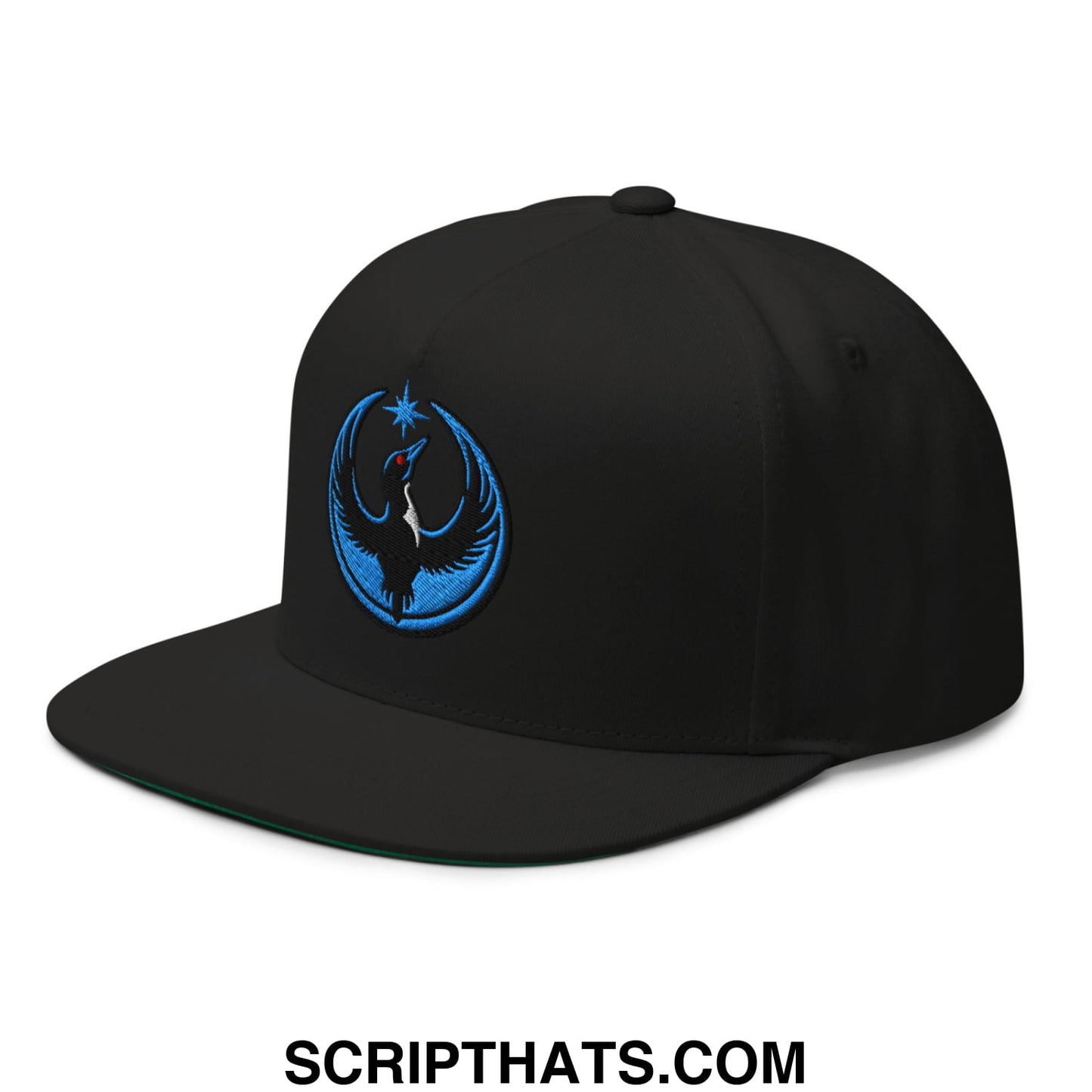 Rebel Loon Minnesota Bird of Resistance Embroidered Flat Bill Brim 5 Panel Snapback Hat Black