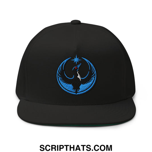 Rebel Loon Minnesota Bird of Resistance Embroidered Flat Bill Brim 5 Panel Snapback Hat Black