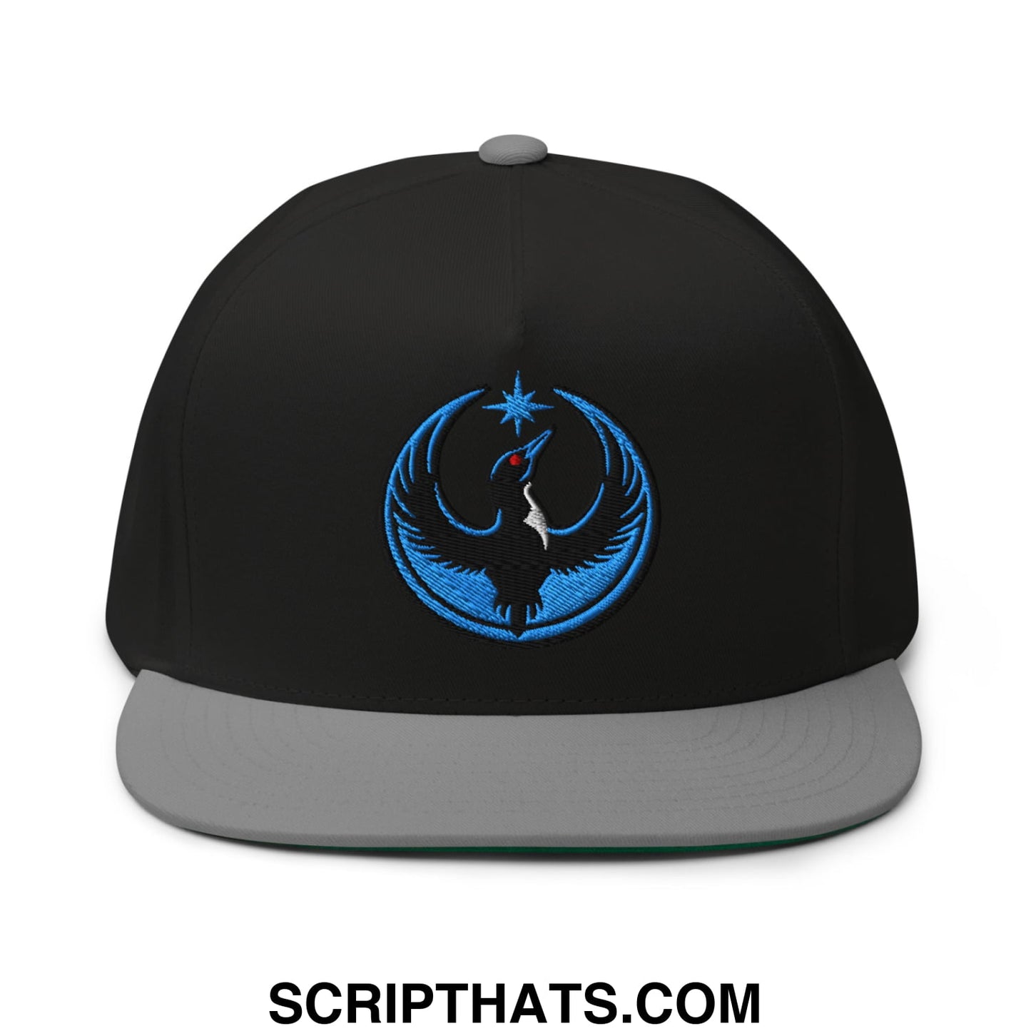 Rebel Loon Minnesota Bird of Resistance Embroidered Flat Bill Brim 5 Panel Snapback Hat Black Grey