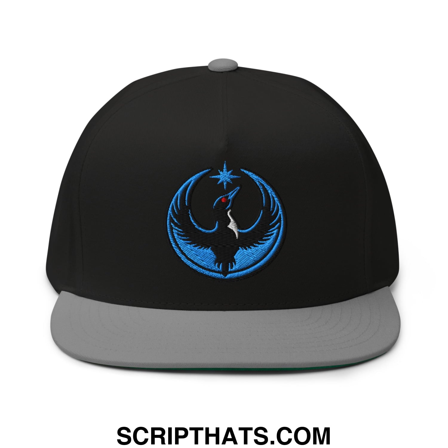 Rebel Loon Minnesota Bird of Resistance Embroidered Flat Bill Brim 5 Panel Snapback Hat Black Grey