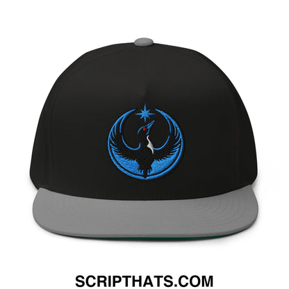 Rebel Loon Minnesota Bird of Resistance Embroidered Flat Bill Brim 5 Panel Snapback Hat Black Grey