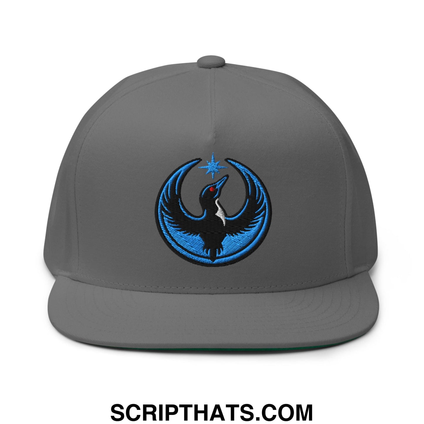 Rebel Loon Minnesota Bird of Resistance Embroidered Flat Bill Brim 5 Panel Snapback Hat Grey