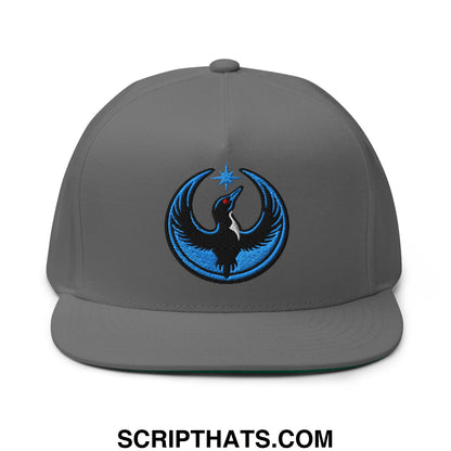 Rebel Loon Minnesota Bird of Resistance Embroidered Flat Bill Brim 5 Panel Snapback Hat Grey