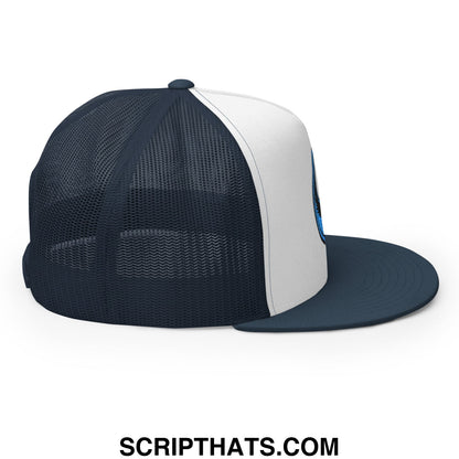 Rebel Loon Minnesota Bird of Resistance Embroidered Flat Bill Brim Mesh Trucker Hat Navy White Navy