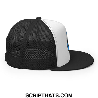 Rebel Loon Minnesota Bird of Resistance Embroidered Flat Bill Brim Mesh Trucker Hat Black White Black