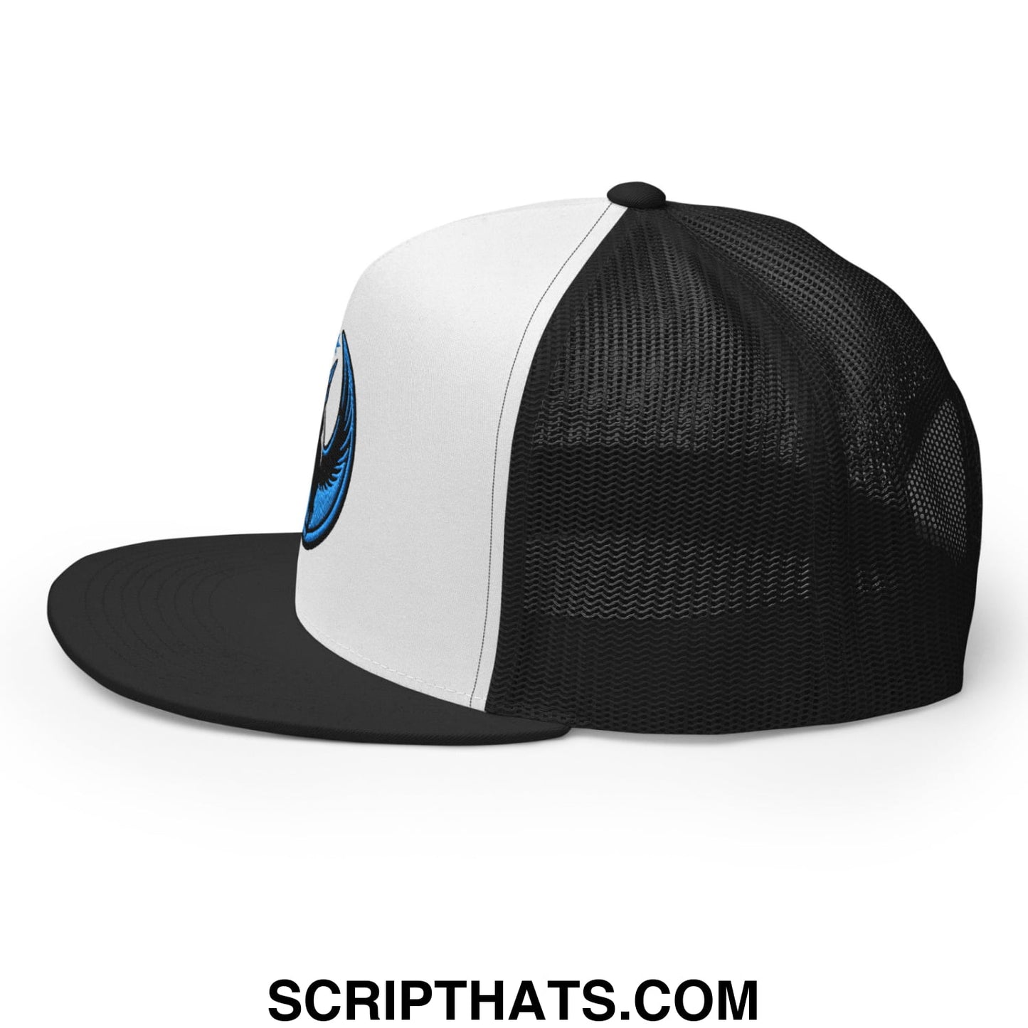 Rebel Loon Minnesota Bird of Resistance Embroidered Flat Bill Brim Mesh Trucker Hat Black White Black