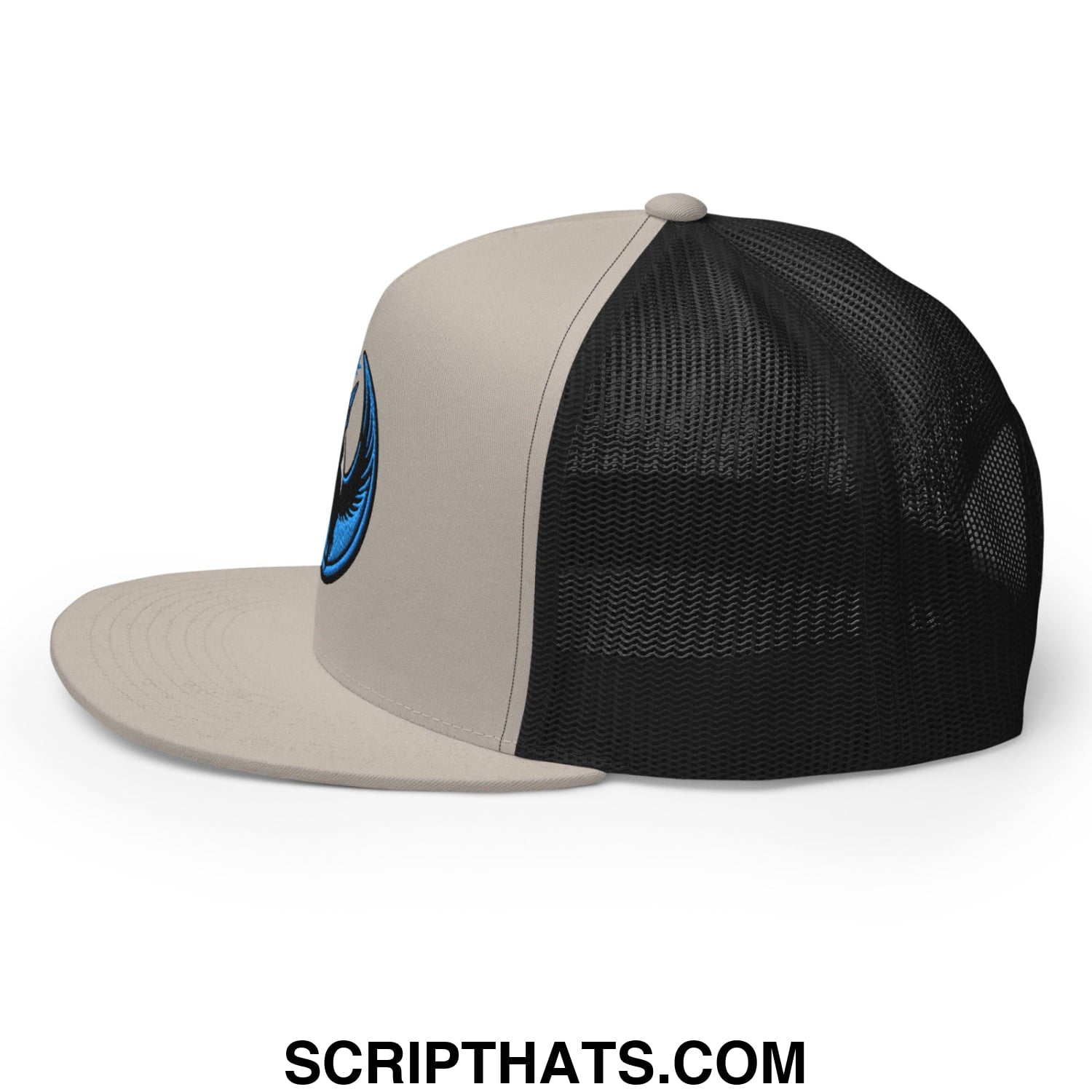 Rebel Loon Minnesota Bird of Resistance Embroidered Flat Bill Brim Mesh Trucker Hat Silver Black