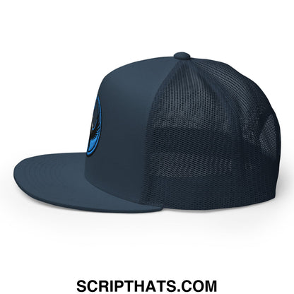 Rebel Loon Minnesota Bird of Resistance Embroidered Flat Bill Brim Mesh Trucker Hat Navy