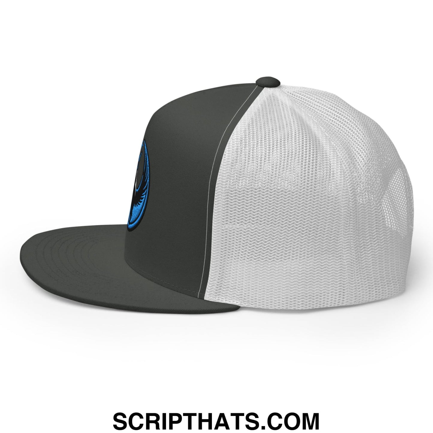 Rebel Loon Minnesota Bird of Resistance Embroidered Flat Bill Brim Mesh Trucker Hat Charcoal White