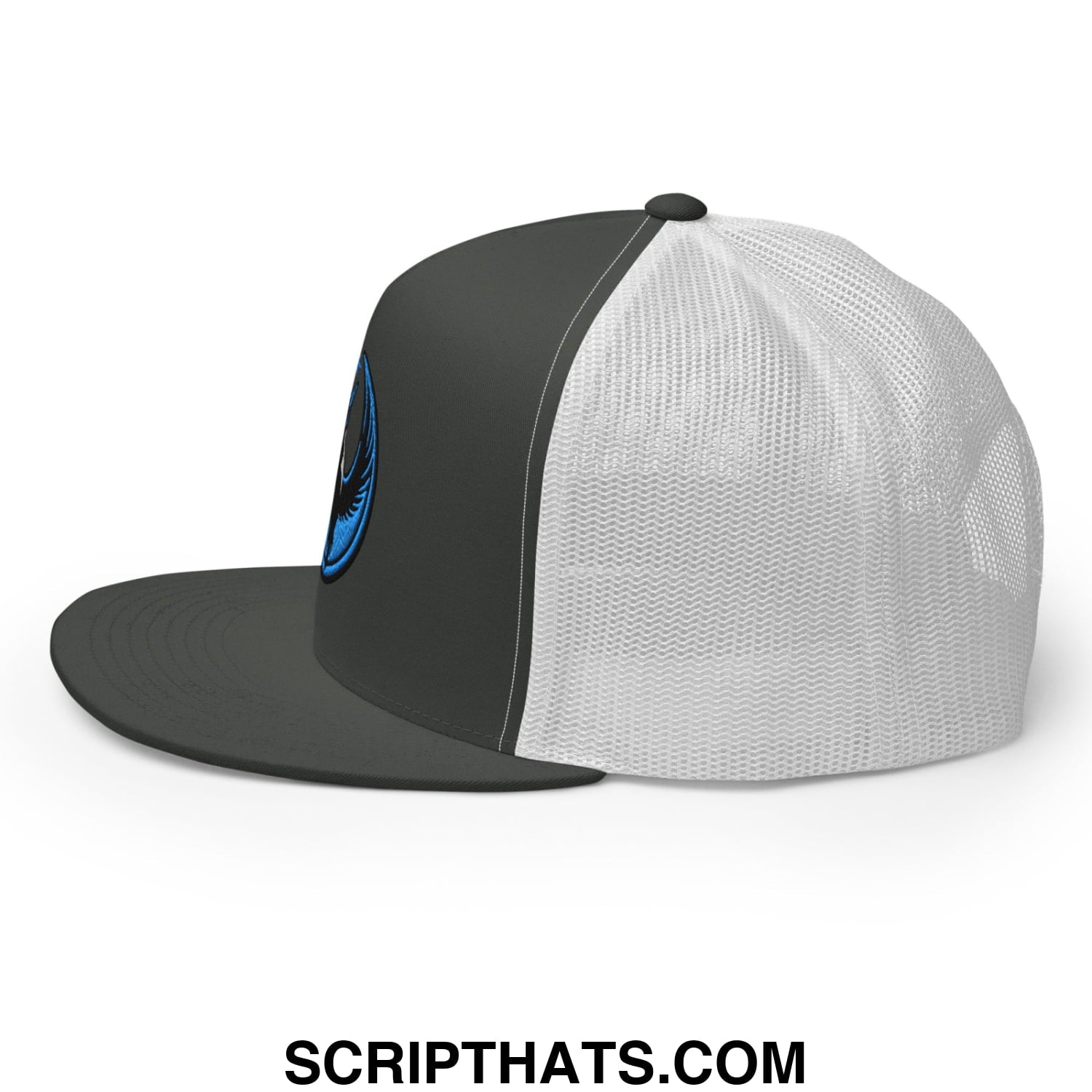 Rebel Loon Minnesota Bird of Resistance Embroidered Flat Bill Brim Mesh Trucker Hat Charcoal White