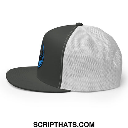 Rebel Loon Minnesota Bird of Resistance Embroidered Flat Bill Brim Mesh Trucker Hat Charcoal White