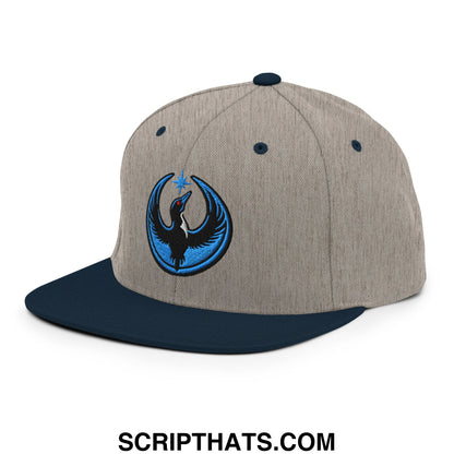 Rebel Loon Minnesota Bird of Resistance Embroidered Flat Bill Brim Snapback Hat Heather Grey Navy