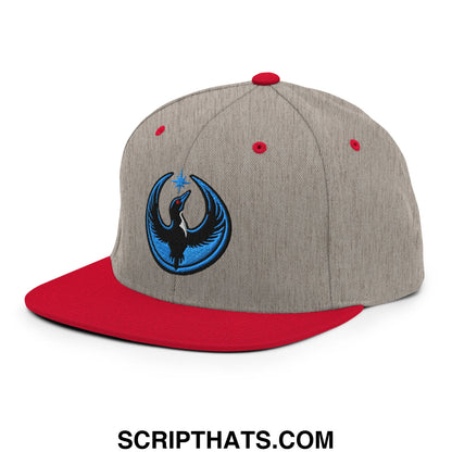 Rebel Loon Minnesota Bird of Resistance Embroidered Flat Bill Brim Snapback Hat Heather Grey Red