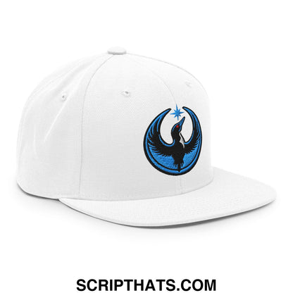 Rebel Loon Minnesota Bird of Resistance Embroidered Flat Bill Brim Snapback Hat White