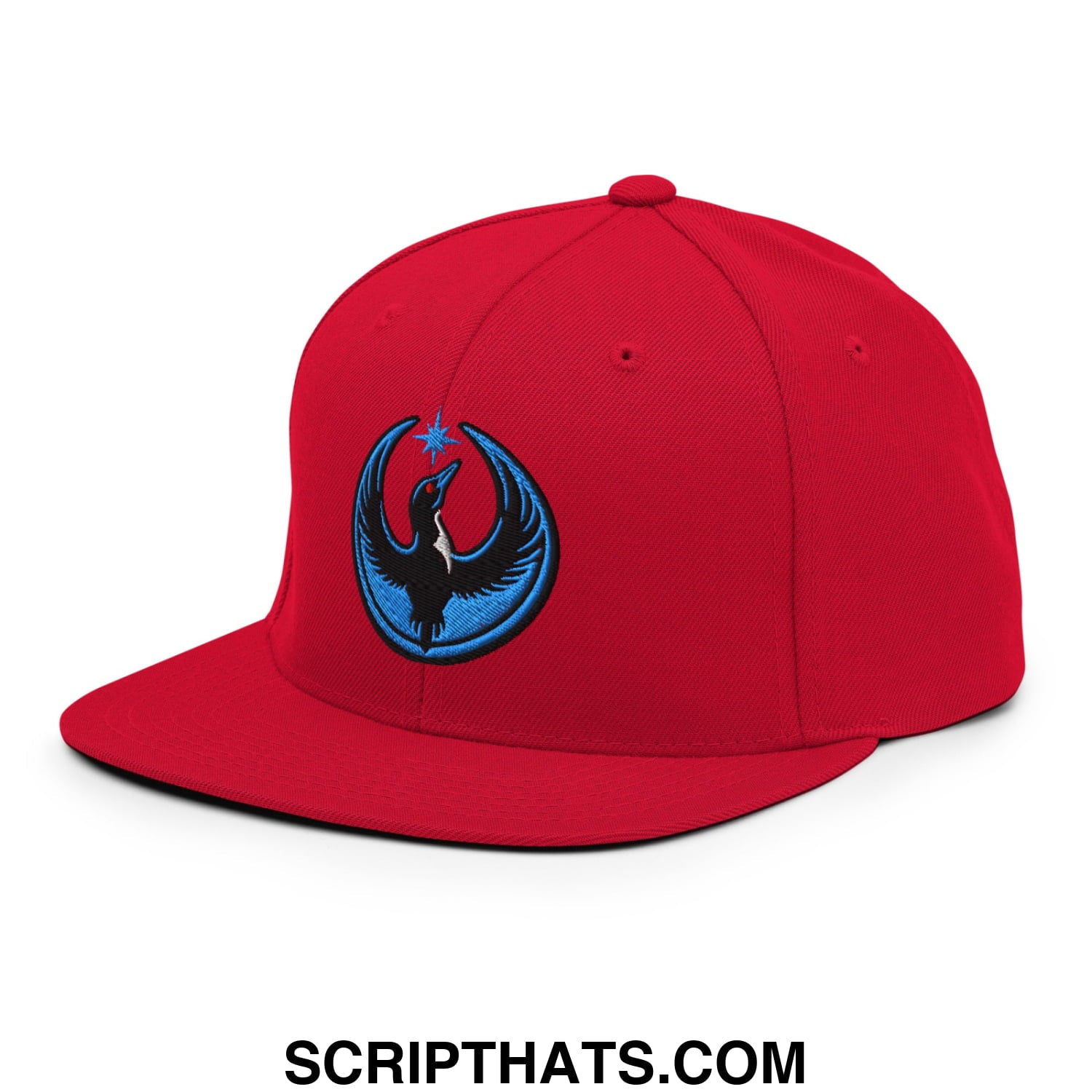 Rebel Loon Minnesota Bird of Resistance Embroidered Flat Bill Brim Snapback Hat Red