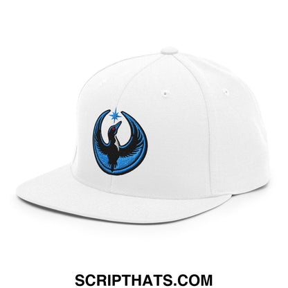Rebel Loon Minnesota Bird of Resistance Embroidered Flat Bill Brim Snapback Hat White