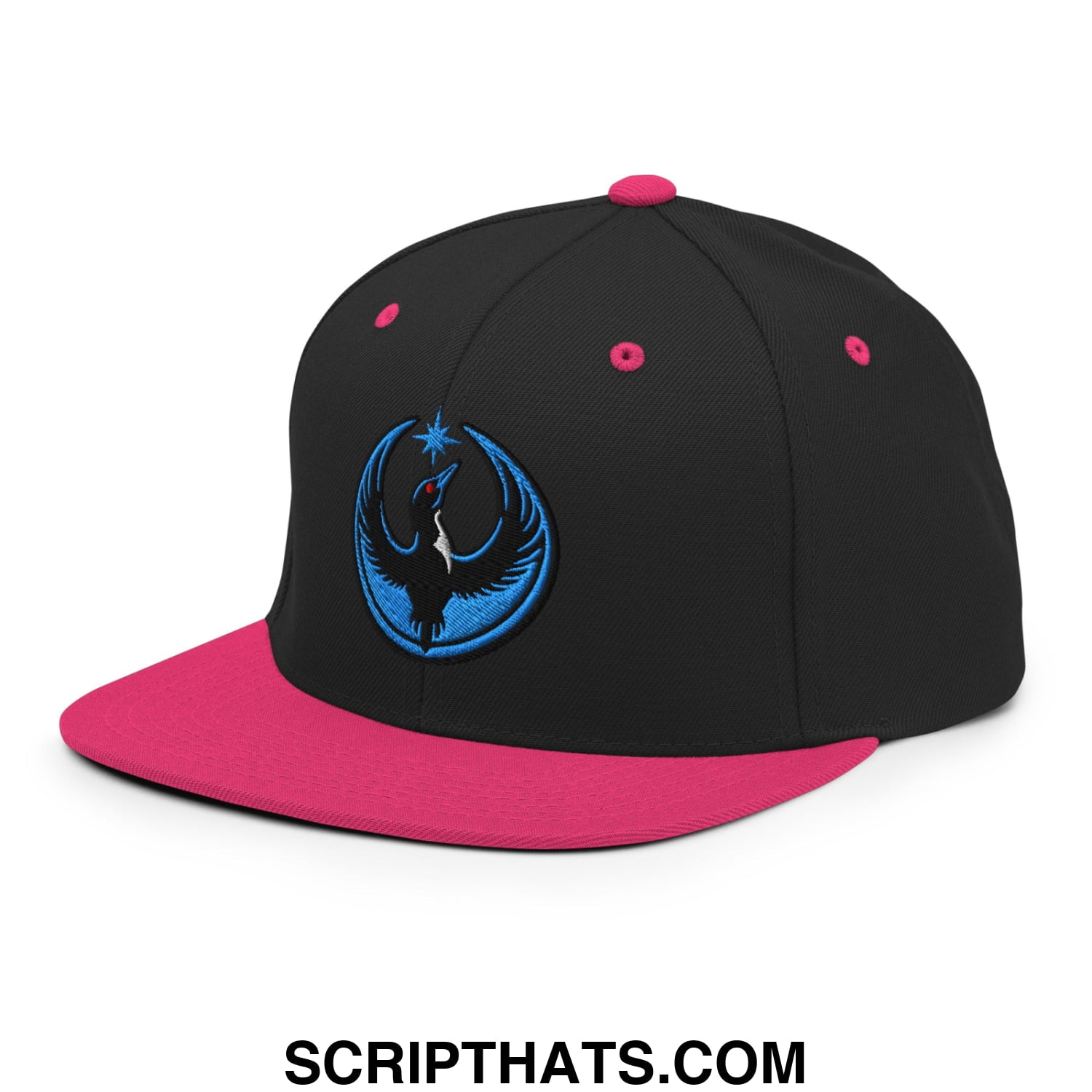 Rebel Loon Minnesota Bird of Resistance Embroidered Flat Bill Brim Snapback Hat Black Neon Pink