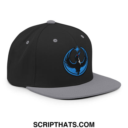 Rebel Loon Minnesota Bird of Resistance Embroidered Flat Bill Brim Snapback Hat Black Silver