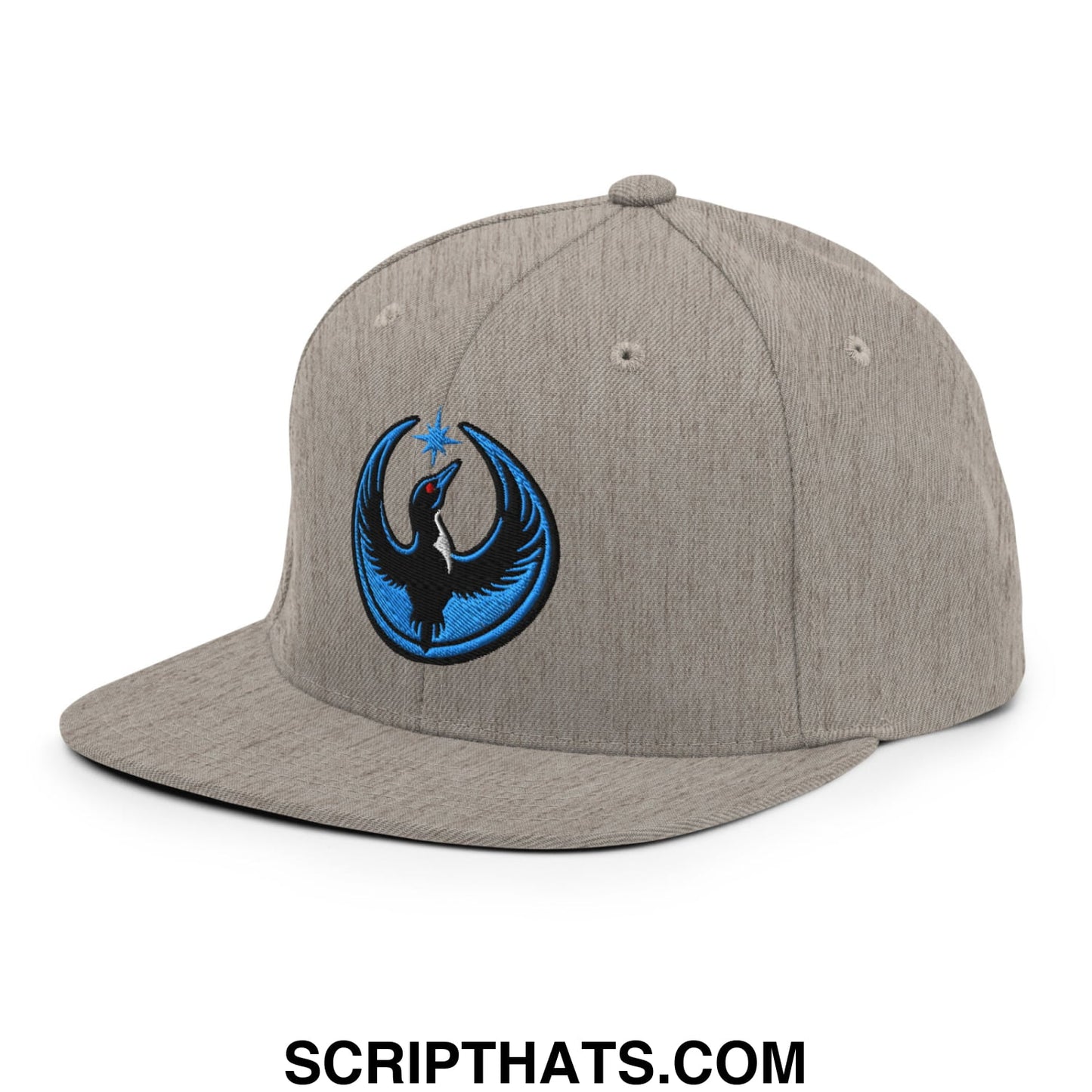 Rebel Loon Minnesota Bird of Resistance Embroidered Flat Bill Brim Snapback Hat Heather Grey