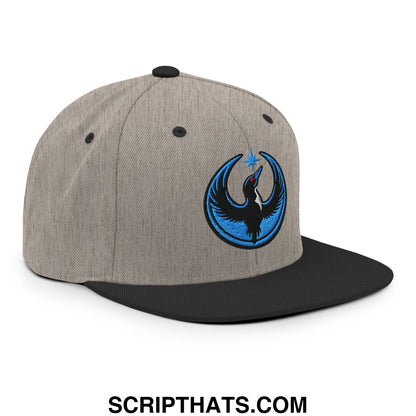 Rebel Loon Minnesota Bird of Resistance Embroidered Flat Bill Brim Snapback Hat Heather Black