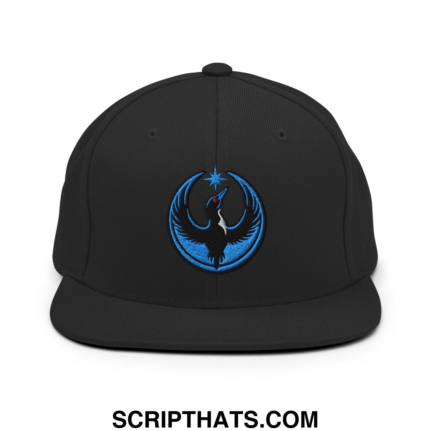 Rebel Loon Minnesota Bird of Resistance Embroidered Flat Bill Brim Snapback Hat Black