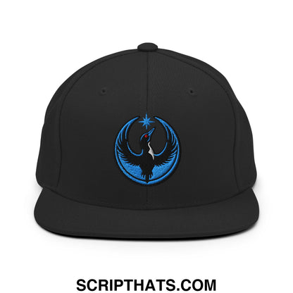 Rebel Loon Minnesota Bird of Resistance Embroidered Flat Bill Brim Snapback Hat Black