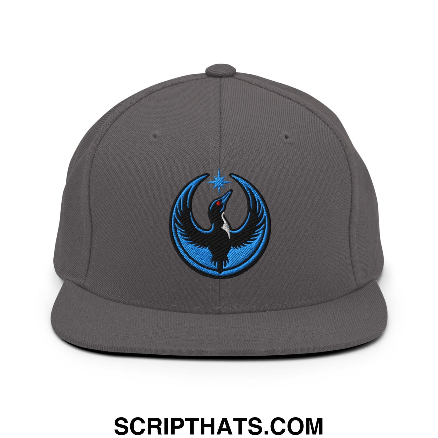 Rebel Loon Minnesota Bird of Resistance Embroidered Flat Bill Brim Snapback Hat Dark Grey