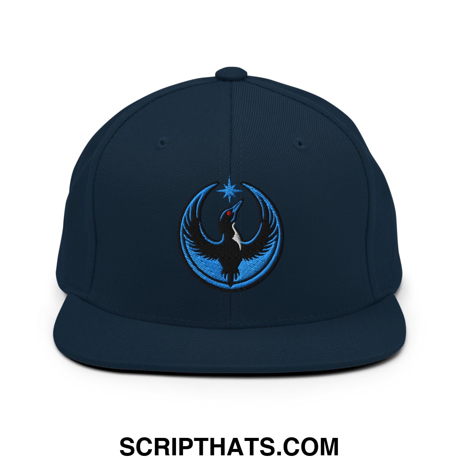 Rebel Loon Minnesota Bird of Resistance Embroidered Flat Bill Brim Snapback Hat Dark Navy