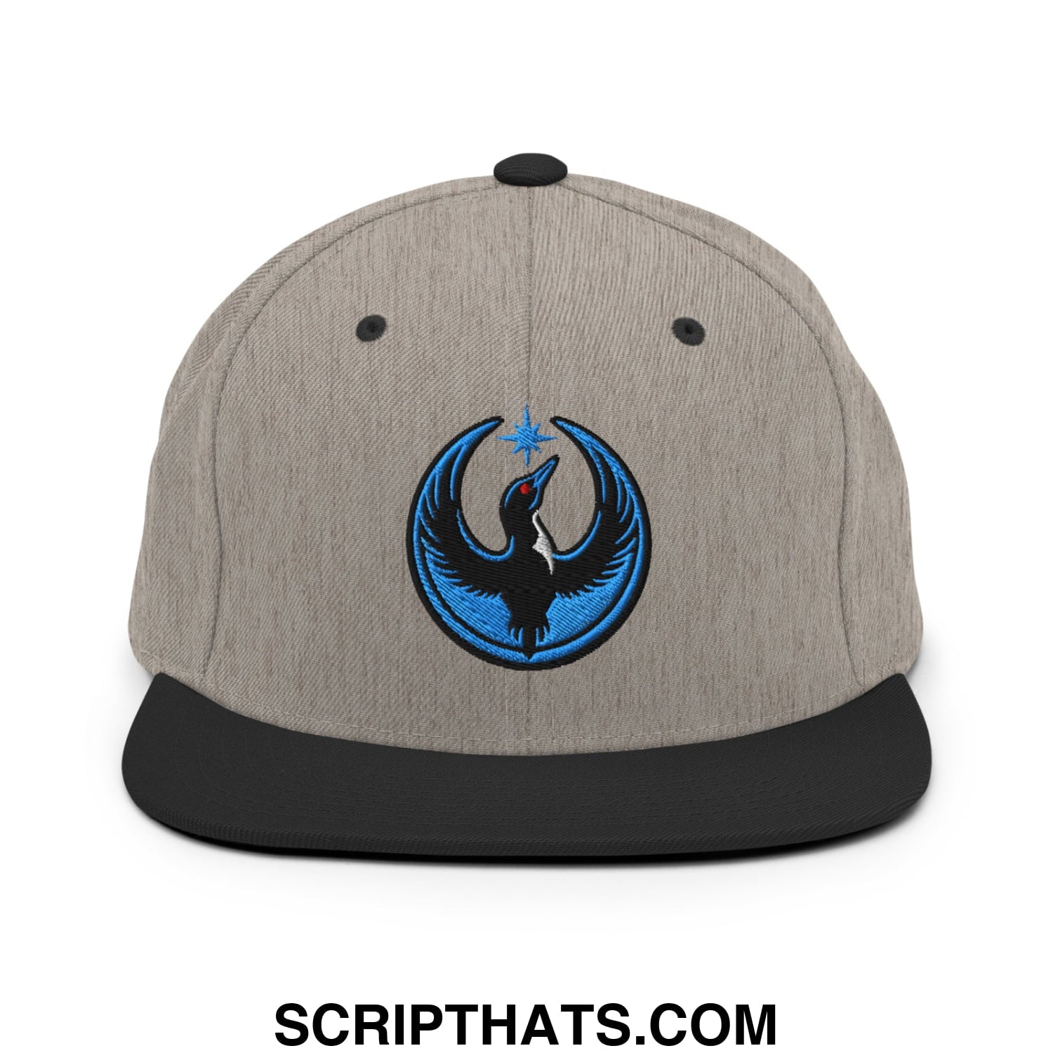 Rebel Loon Minnesota Bird of Resistance Embroidered Flat Bill Brim Snapback Hat Heather Black