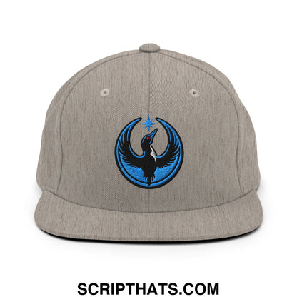 Rebel Loon Minnesota Bird of Resistance Embroidered Flat Bill Brim Snapback Hat Heather Grey